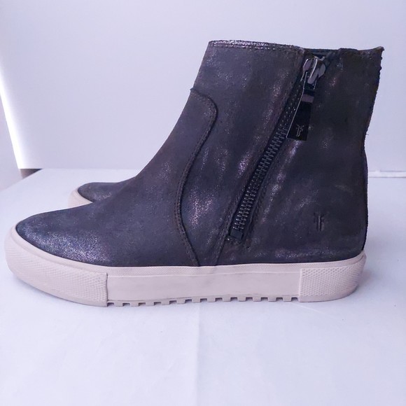 Frye Gia Lug Zip Black Shimmer Bootie Women's Sz 9.5 - Picture 5 of 16